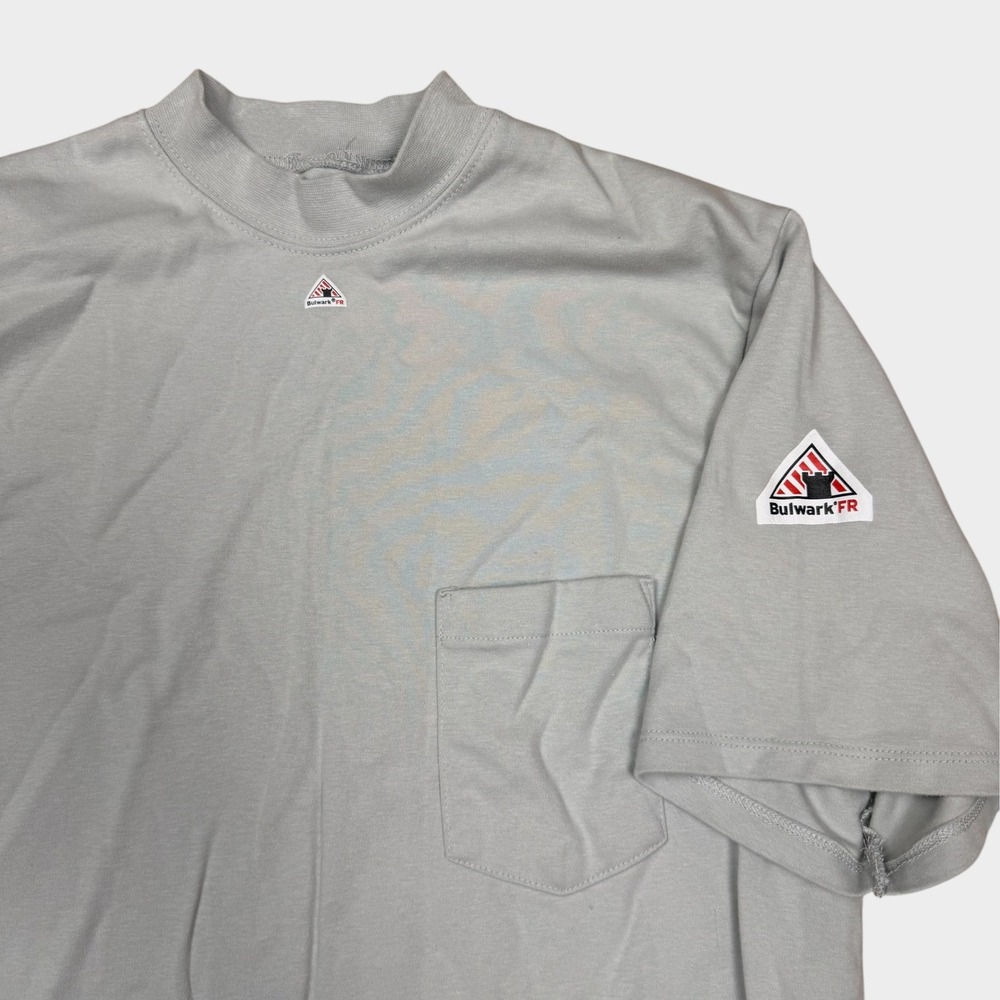 Bulwark FR Flame Resistant Work Shirt Gray Short Sleeve Pocket Tee SET8GY8 L-SS